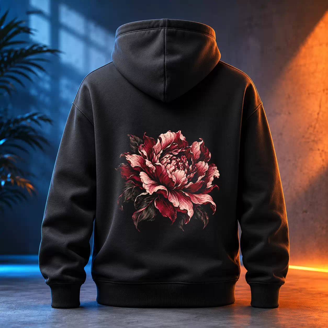 Unisex mikina - Burgundská pivoňka