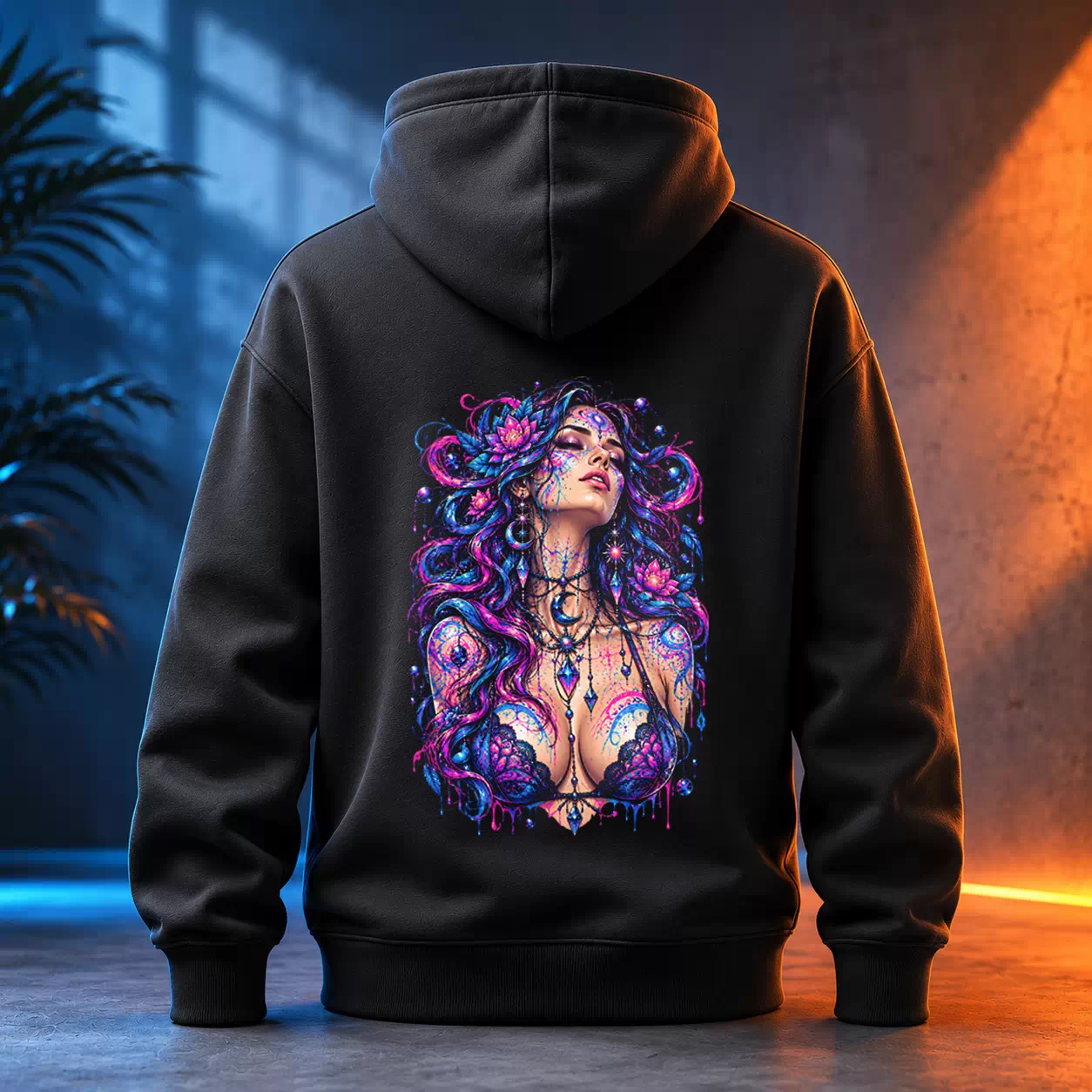 Unisex mikina - Bohyně neonových květů