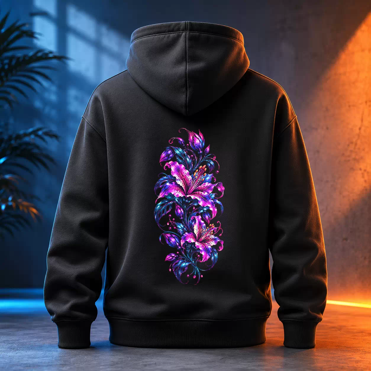 Unisex mikina - Neonové lilie
