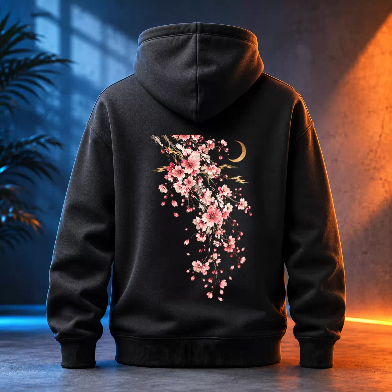 Unisex mikina - Sakury a zlatý měsíc