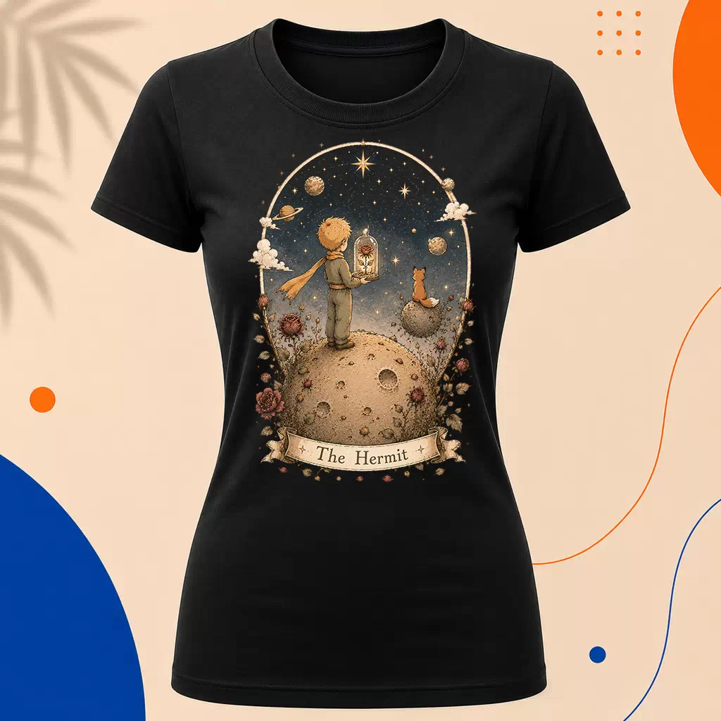 Dámské tričko - The Hermit - Poustevník - Tarot - Limitovaná edice - Malý princ X Tarot (Srpen)