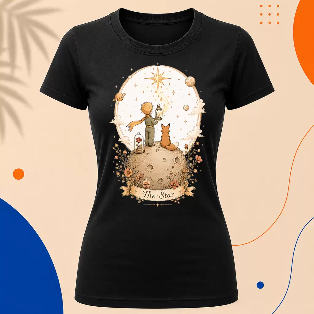 Dámské tričko - The Star - Hvězda - Tarot - Limitovaná edice - Malý princ X Tarot (Srpen)
