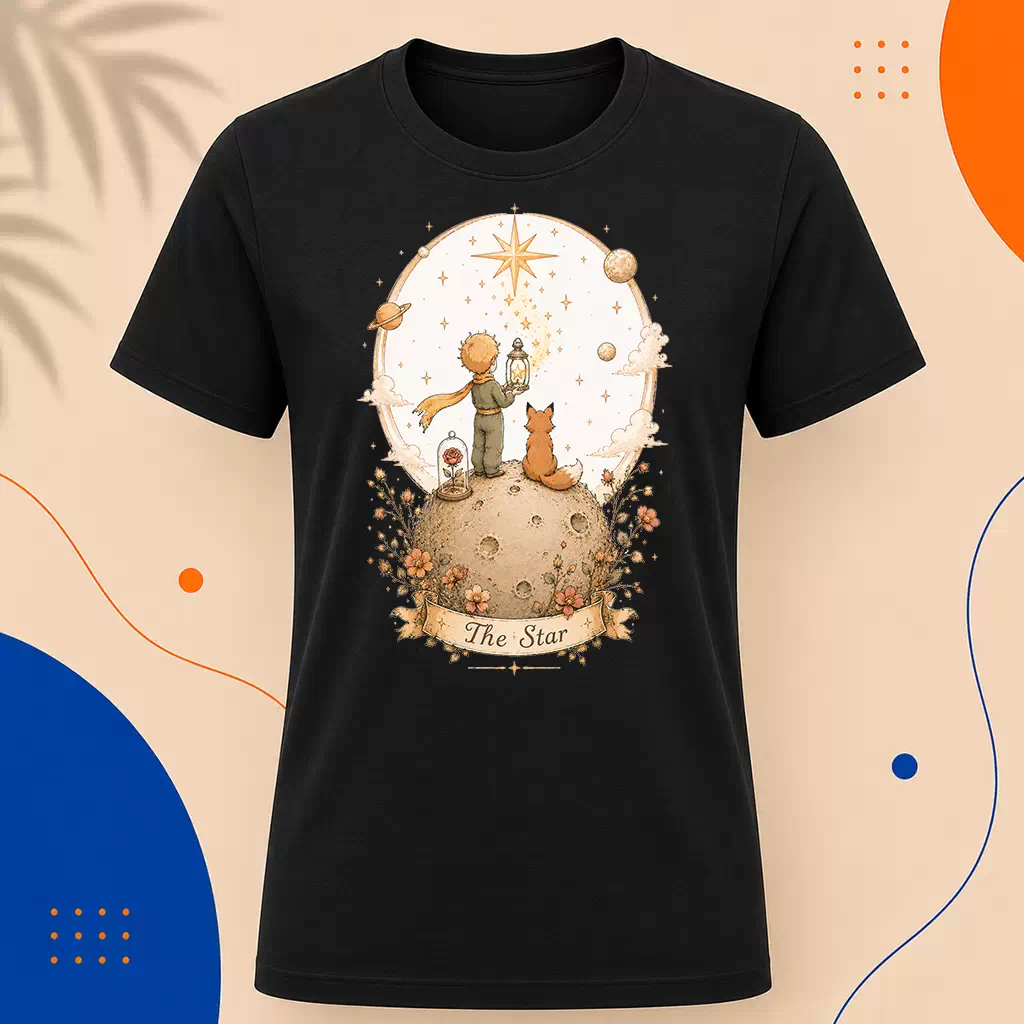 Pánské tričko - The Star - Hvězda - Tarot - Limitovaná edice - Malý princ X Tarot (Srpen)