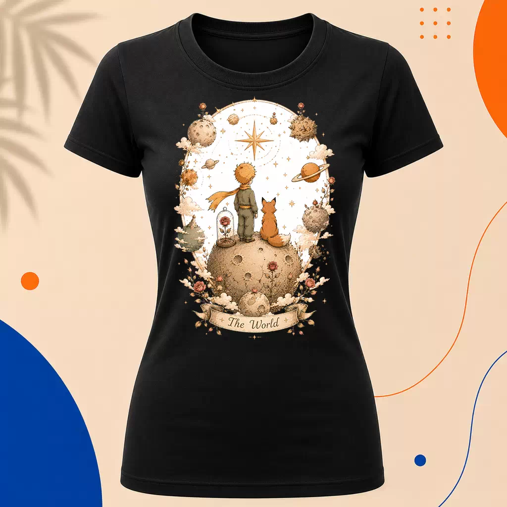 Dámské tričko - The World - Svět - Tarot - Limitovaná edice - Malý princ X Tarot (Srpen)