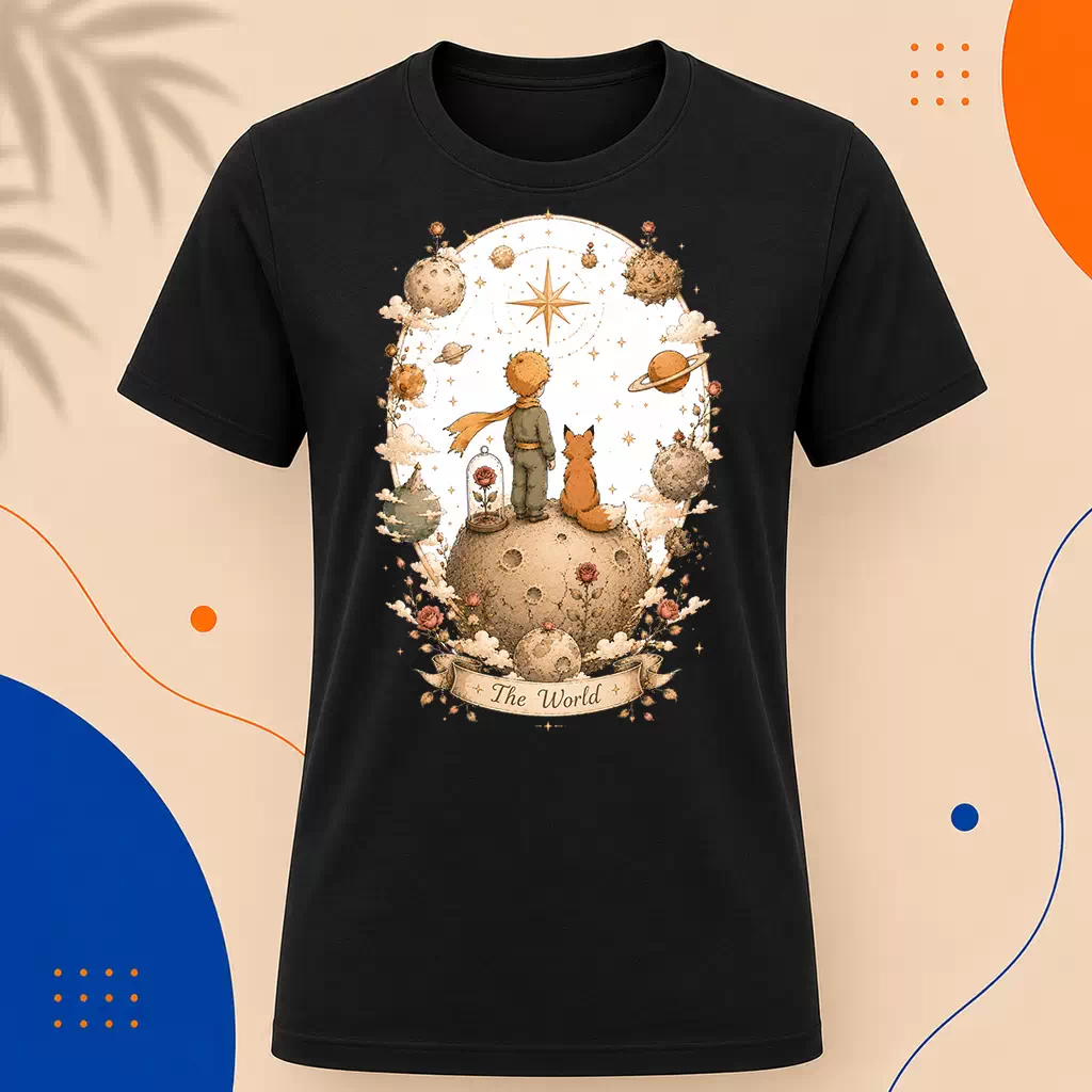 Pánské tričko - The World - Svět - Tarot - Limitovaná edice - Malý princ X Tarot (Srpen)