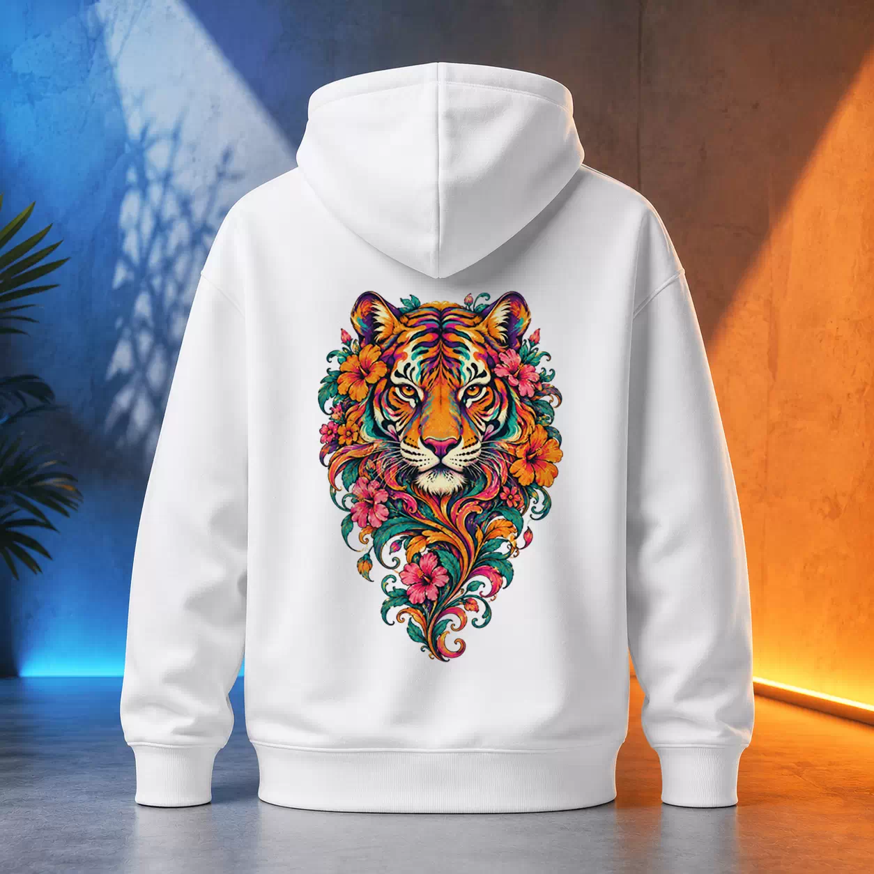 Unisex mikina - Tygr v květinách