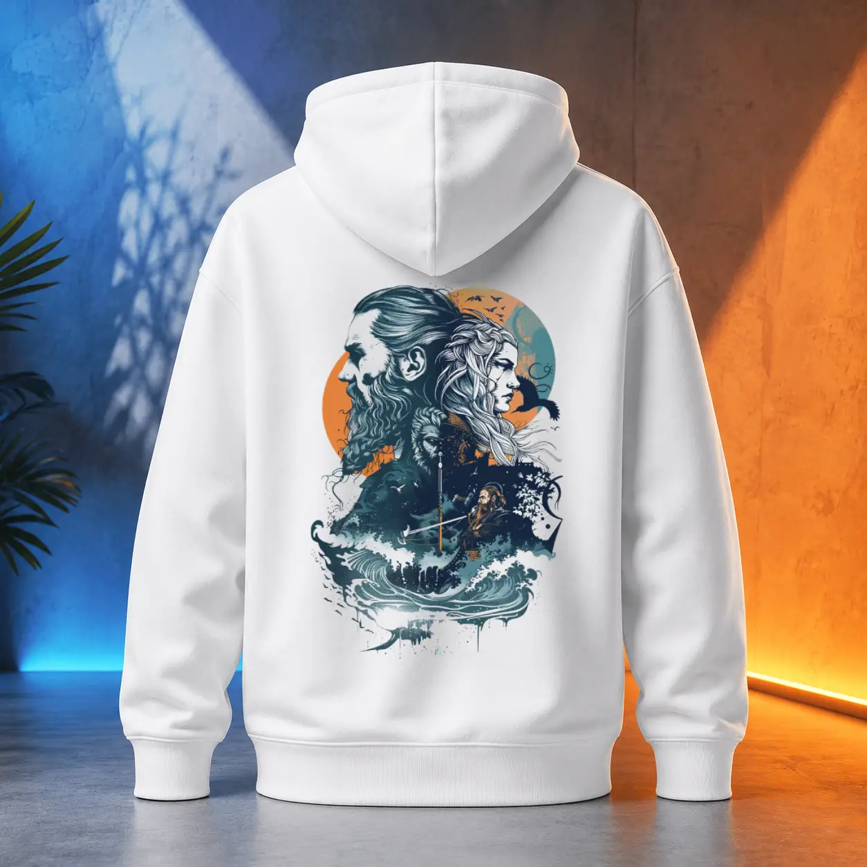 Unisex mikina - Vikingský pár na moři