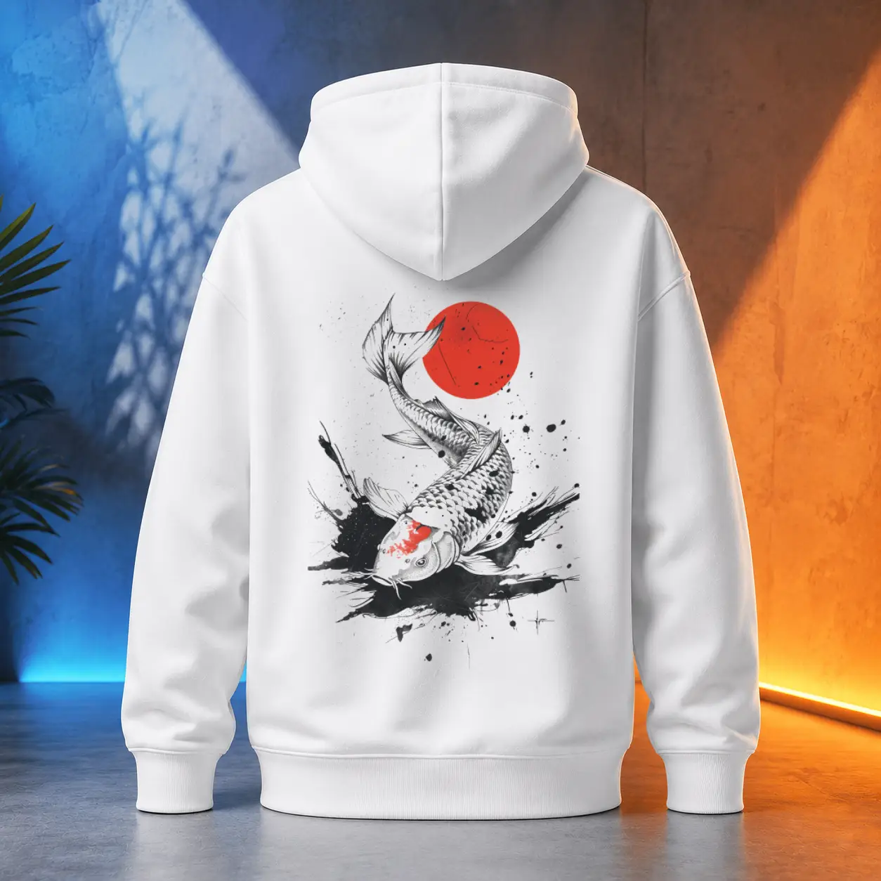 Unisex mikina - Koi kapr pod měsícem