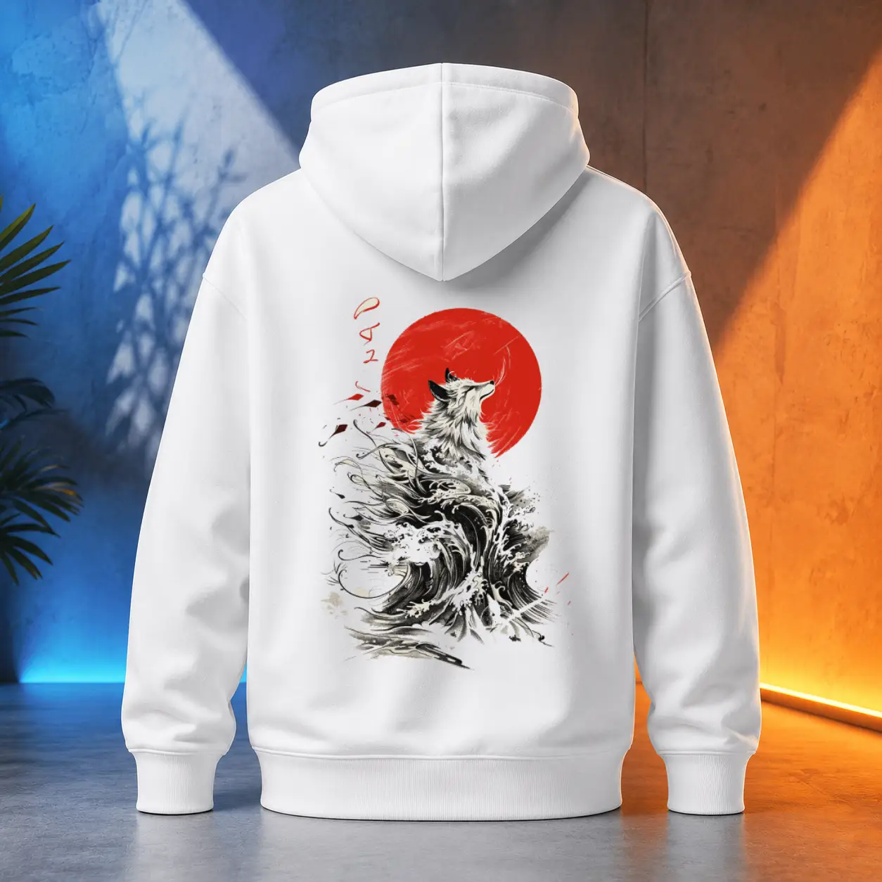 Unisex mikina - Kitsune ve vlnách