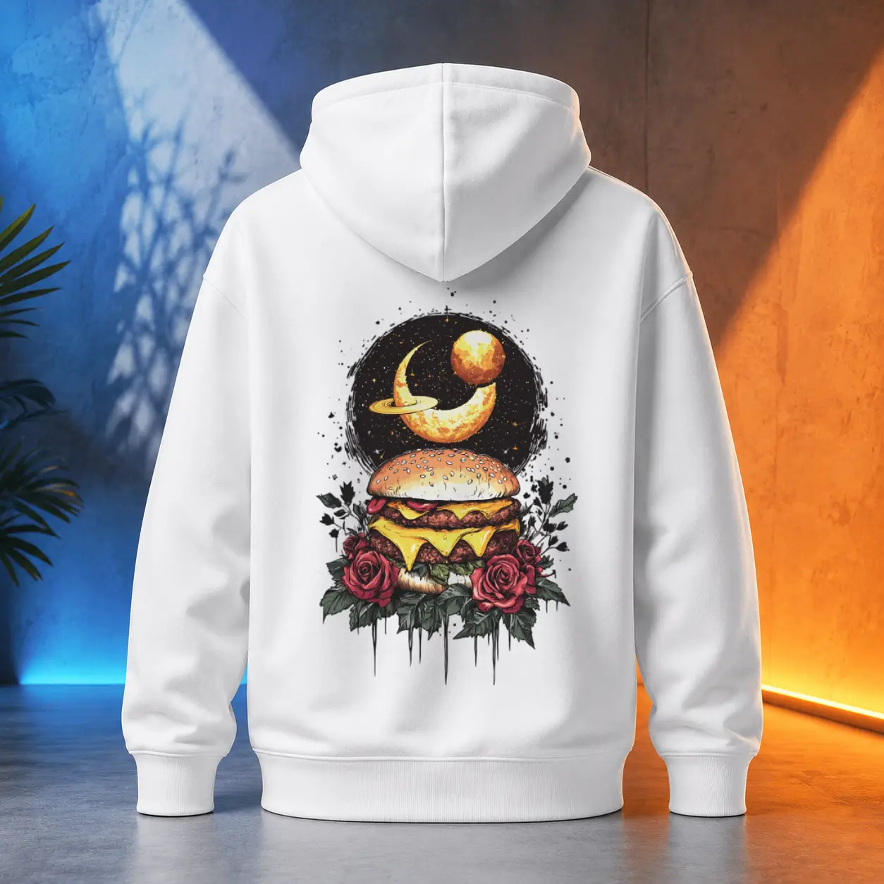 Unisex mikina - Burger zlatý soumrak