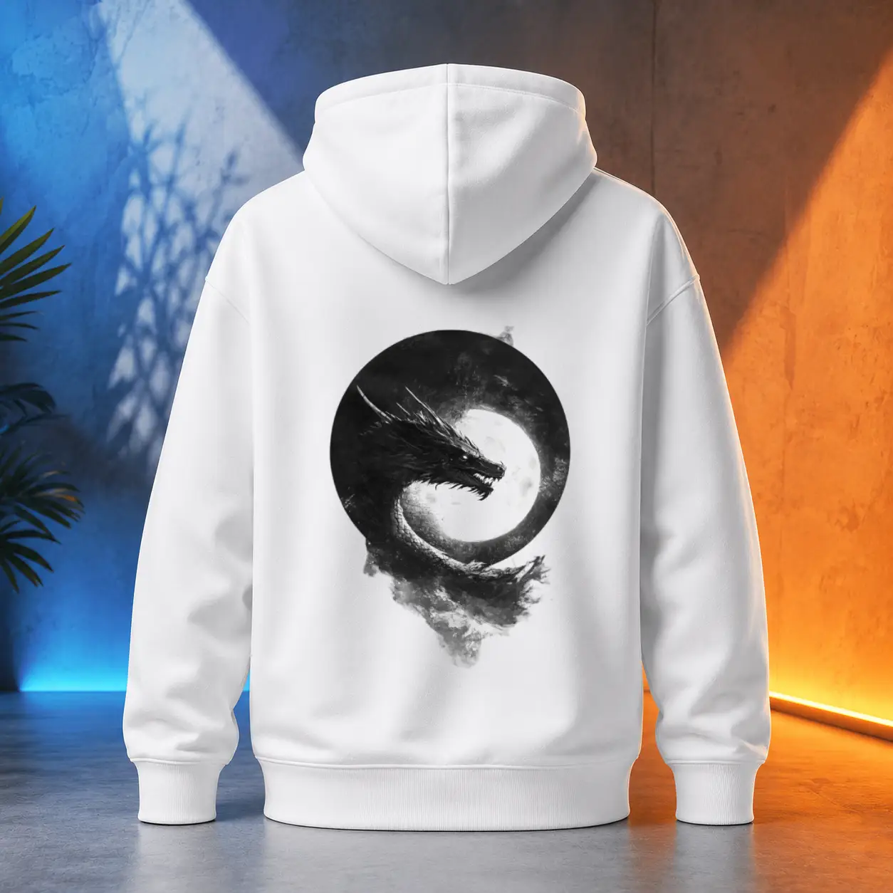 Unisex mikina - Drak měsíční stříbro