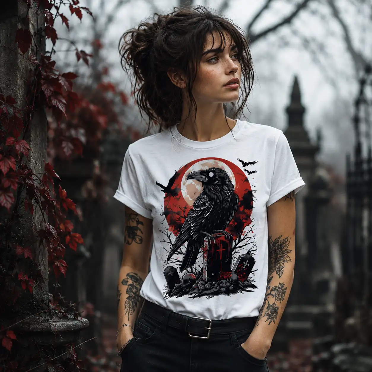 Dámské tričko - Cemetery Raven