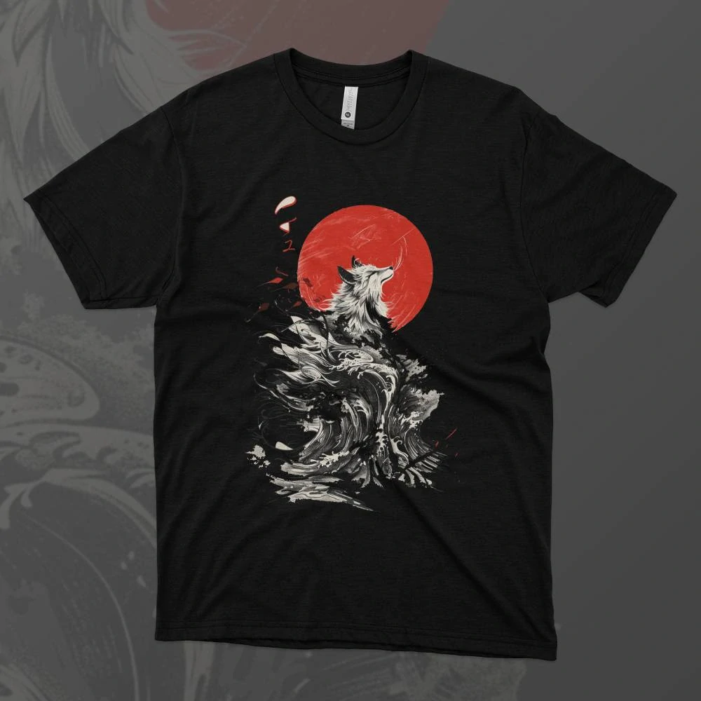 Dámské tričko - Kitsune ve vlnách