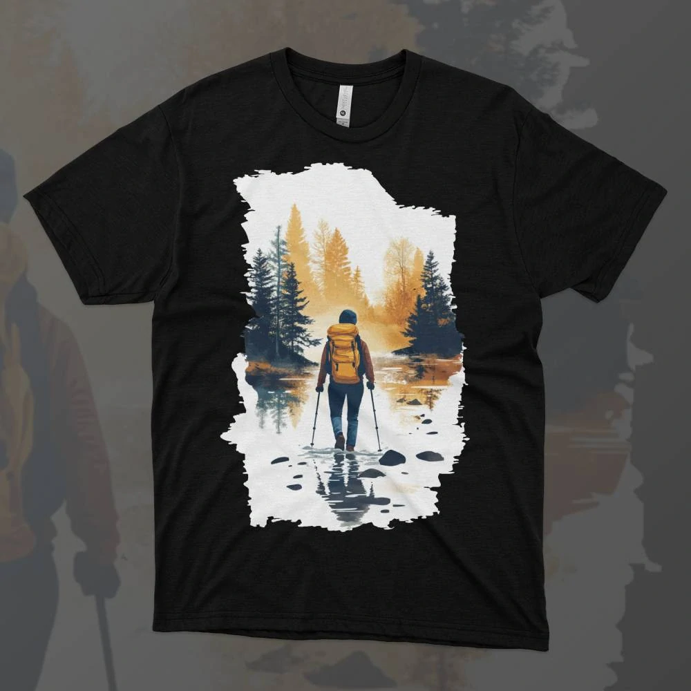 Dámské tričko - Hiker s batohem - Svobodná příroda