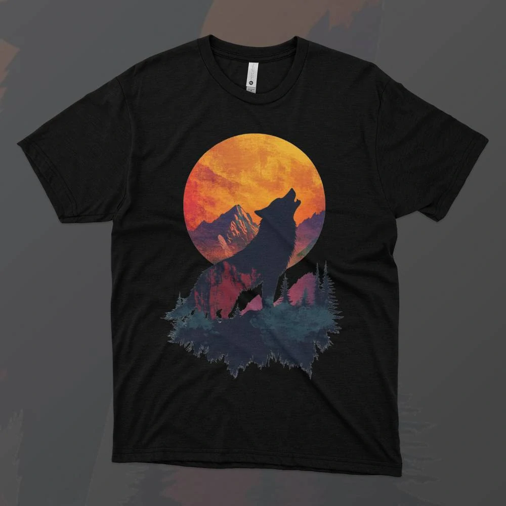 Pánské tričko - Měsíční vlk - Svobodná příroda