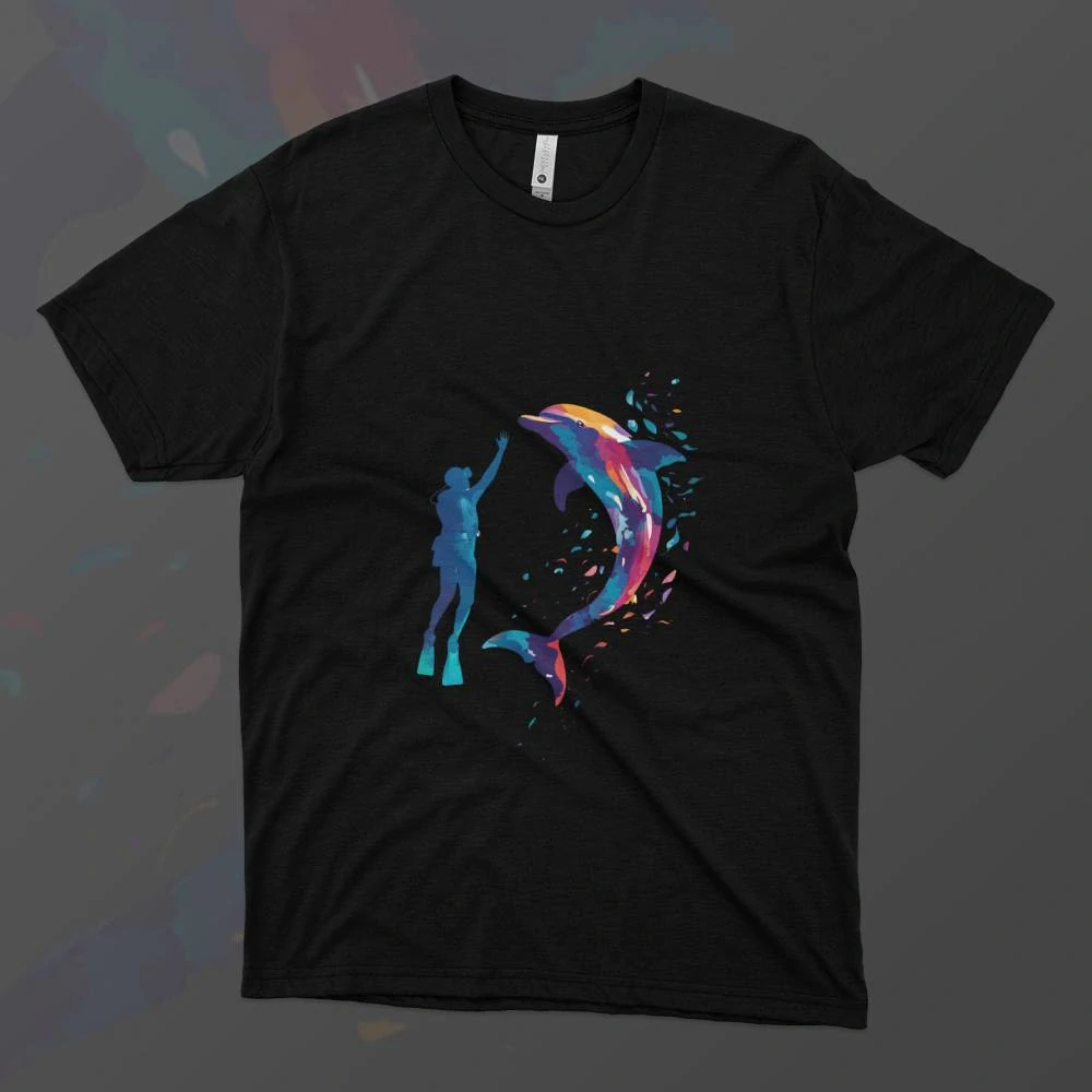 Pánské tričko - Plavání s delfínem - Svobodná příroda