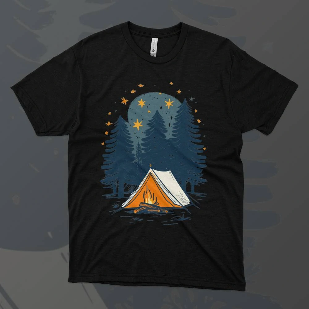 Dámské tričko - Stan a hvězdná noc - Svobodná příroda