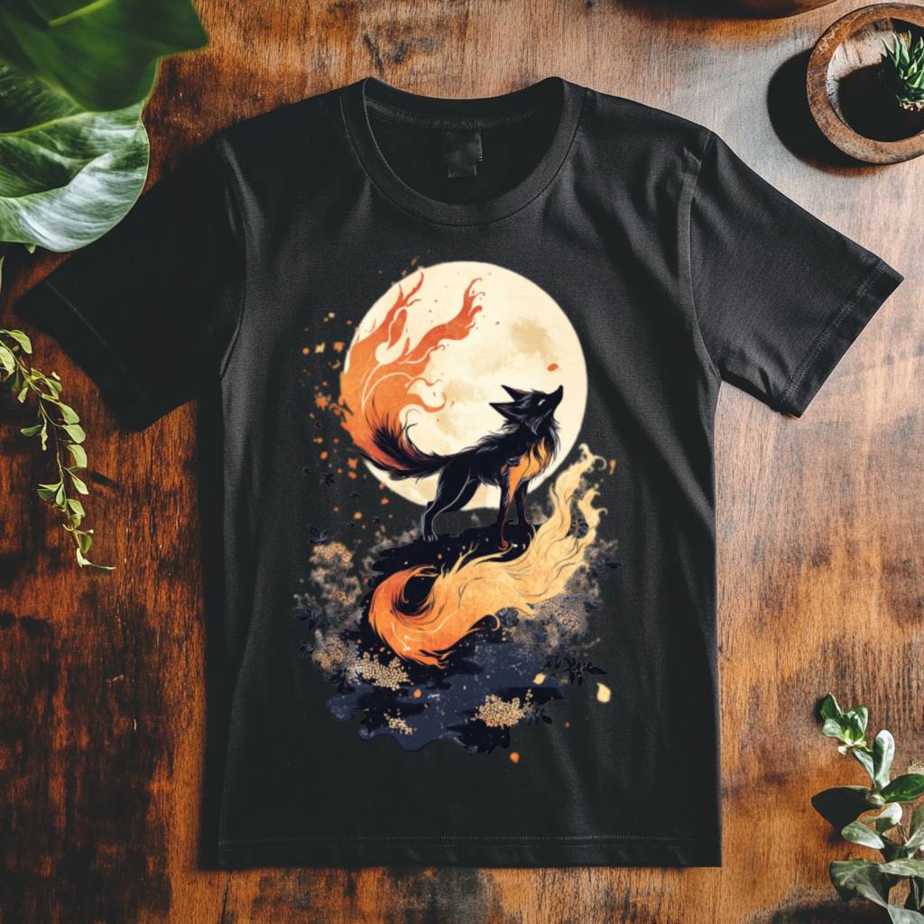 Pánské tričko - Kitsune obklíčená plamenem