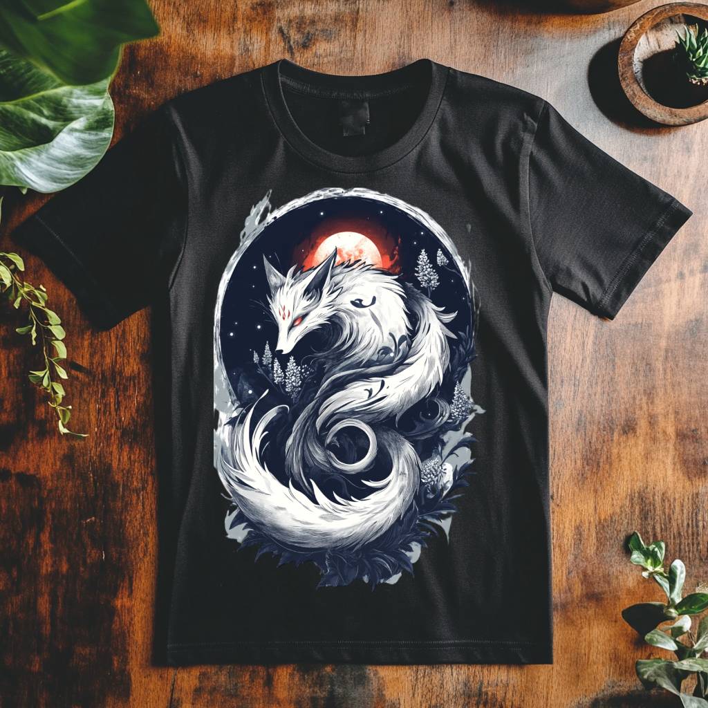 Dámské tričko - Kitsune ze stříbra měsíce