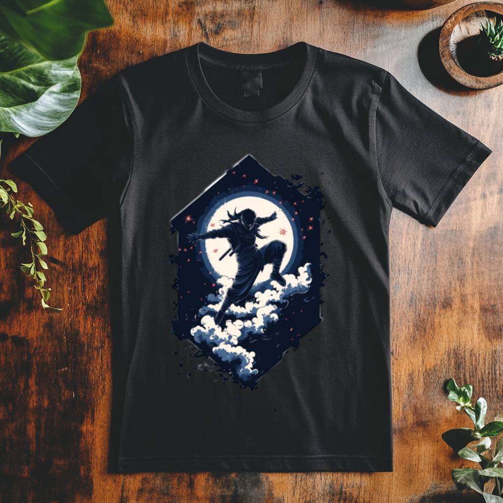 Pánské tričko - Ninja skáčíčí přes střechy