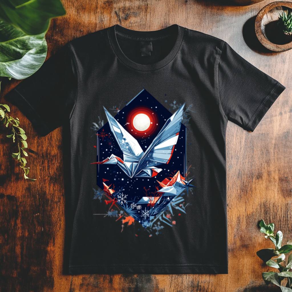 Pánské tričko - Origami jeřáb v letu