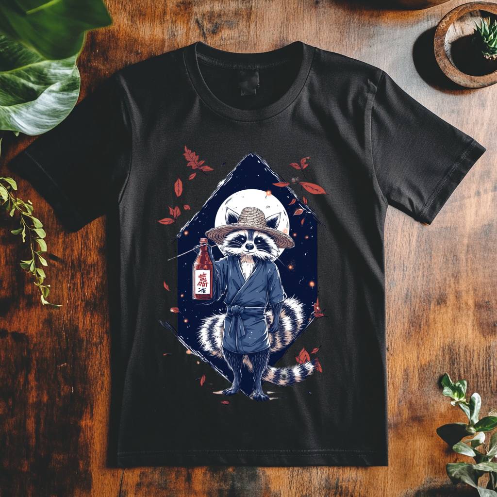 Pánské tričko - Tanuki se Sake v ruce