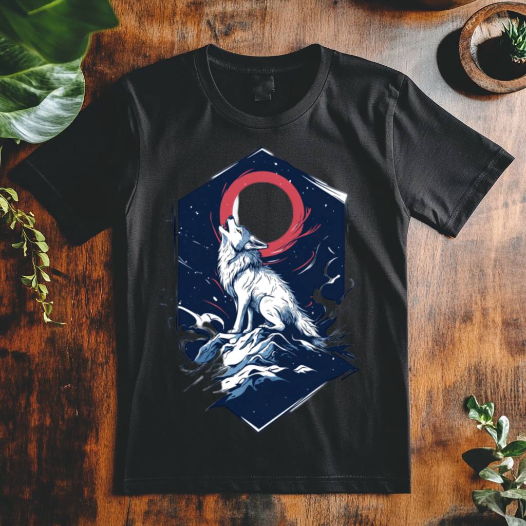 Pánské tričko - Vlk vyjící na měsíc