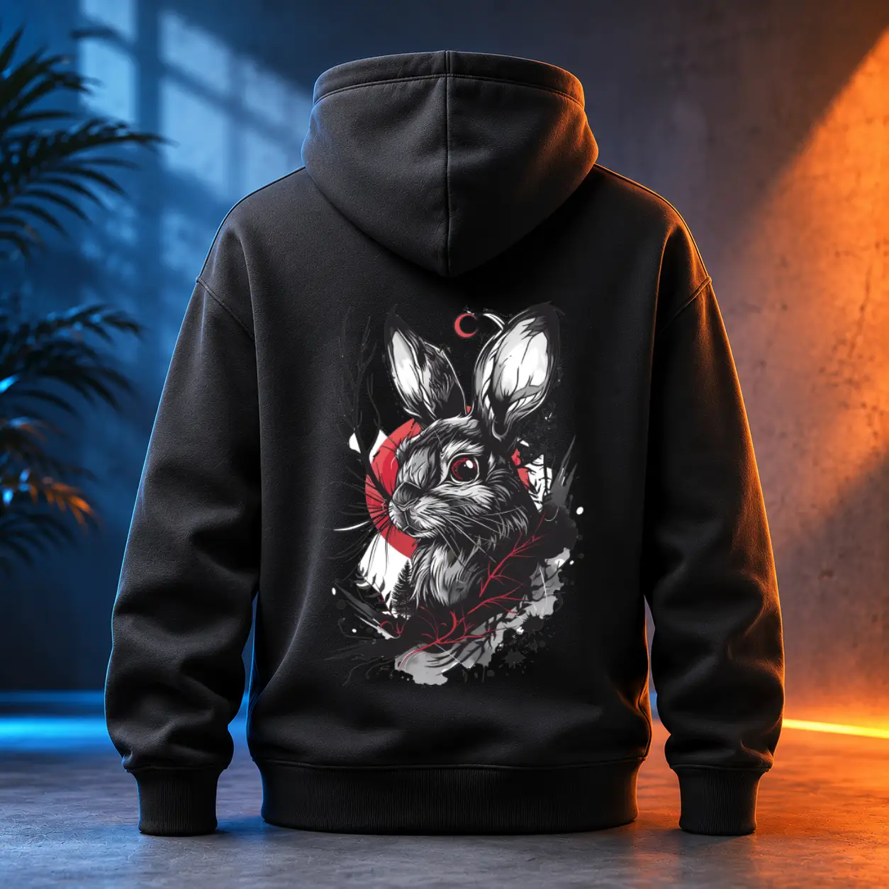 Unisex mikina - Rabbit at Blood Moon