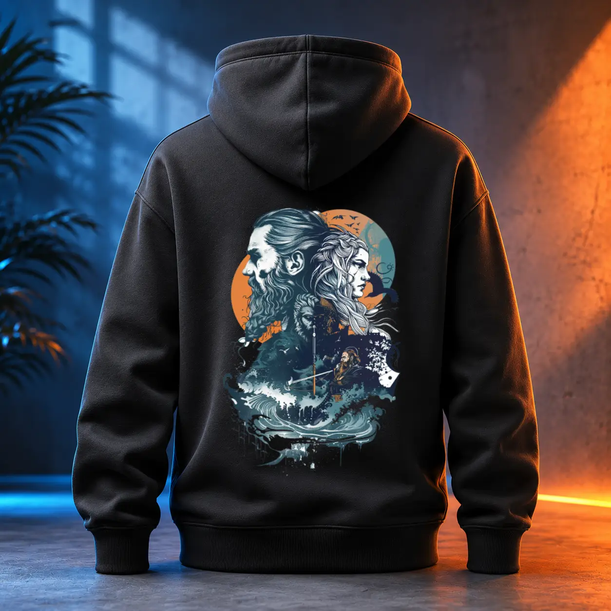 Unisex mikina - Vikingský pár na moři