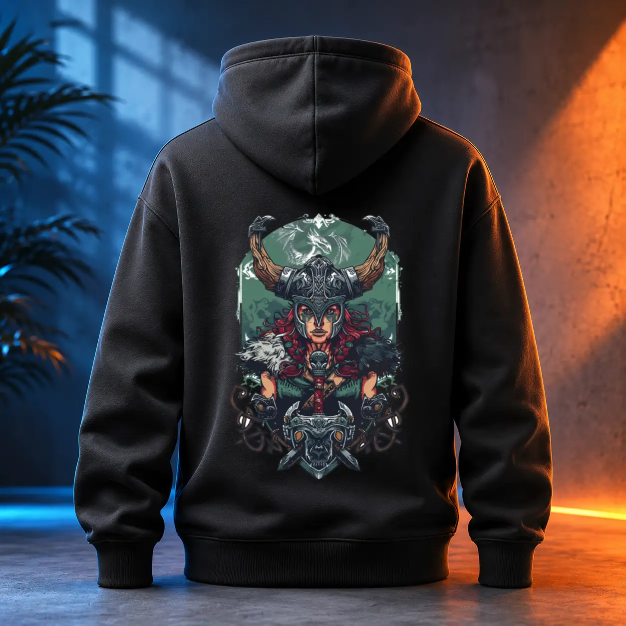 Unisex mikina - Štít Vikingské bojovnice