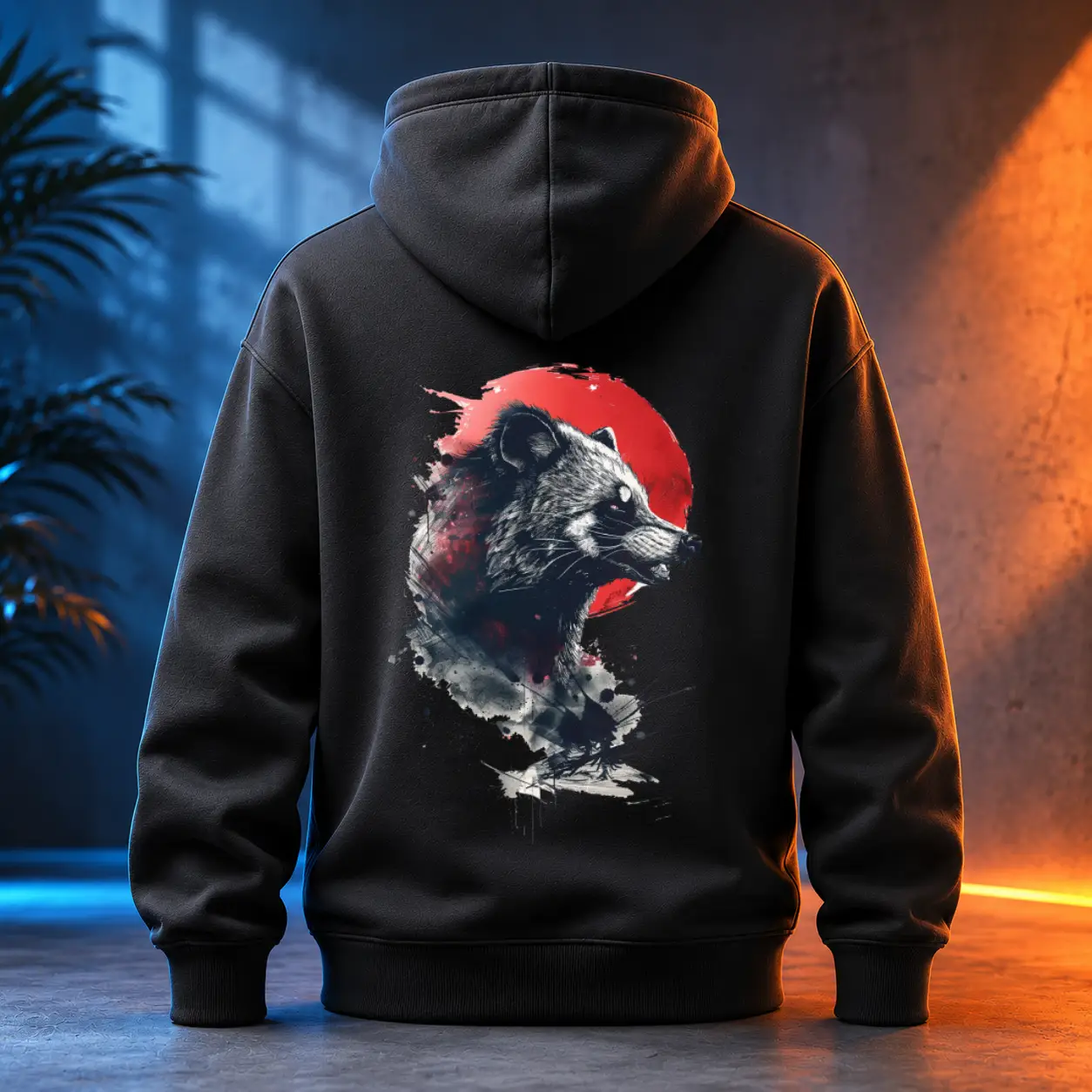 Unisex mikina - Tanuki a krvavý měsíc