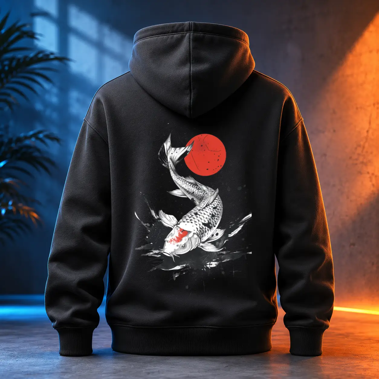 Unisex mikina - Koi kapr pod měsícem