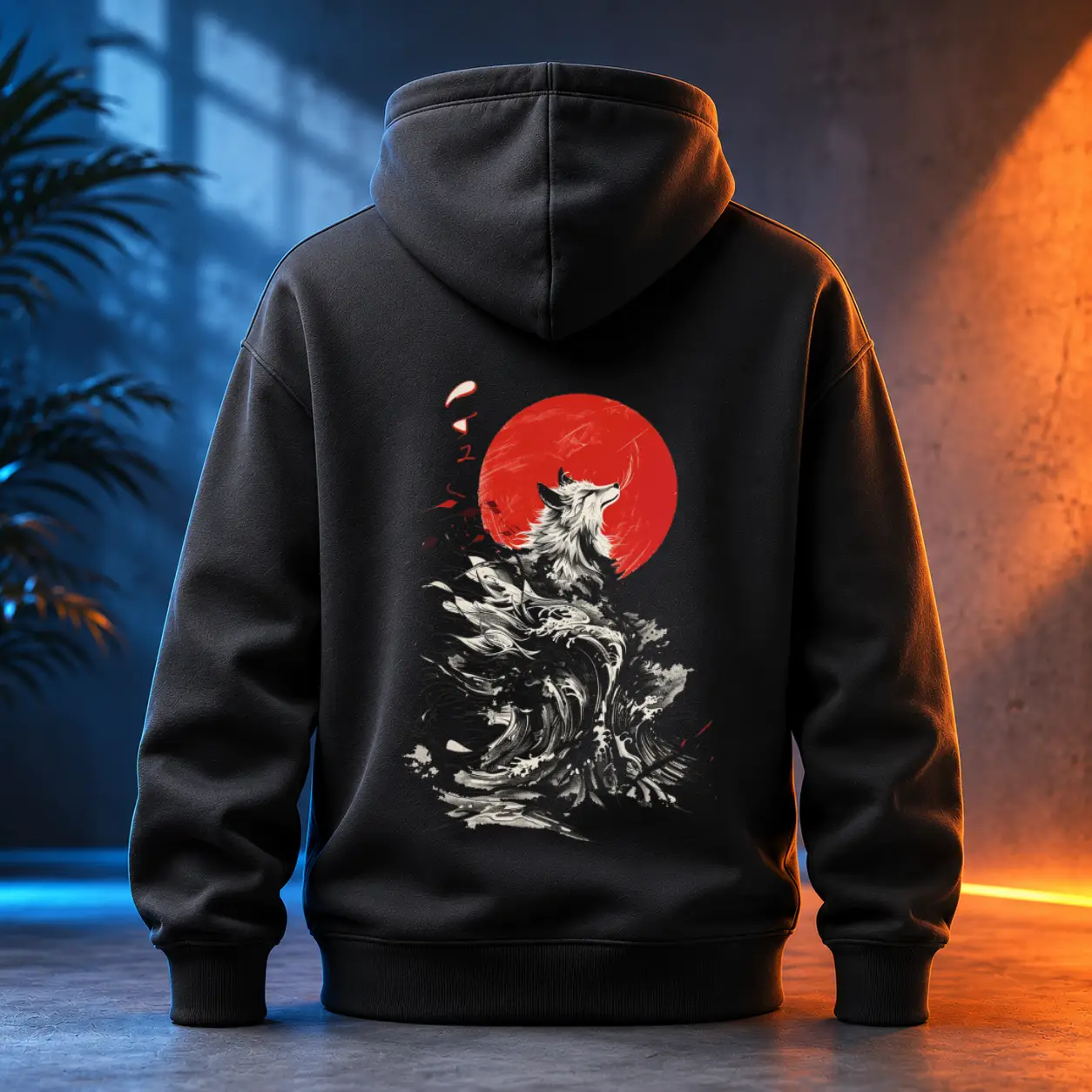 Unisex mikina - Kitsune ve vlnách