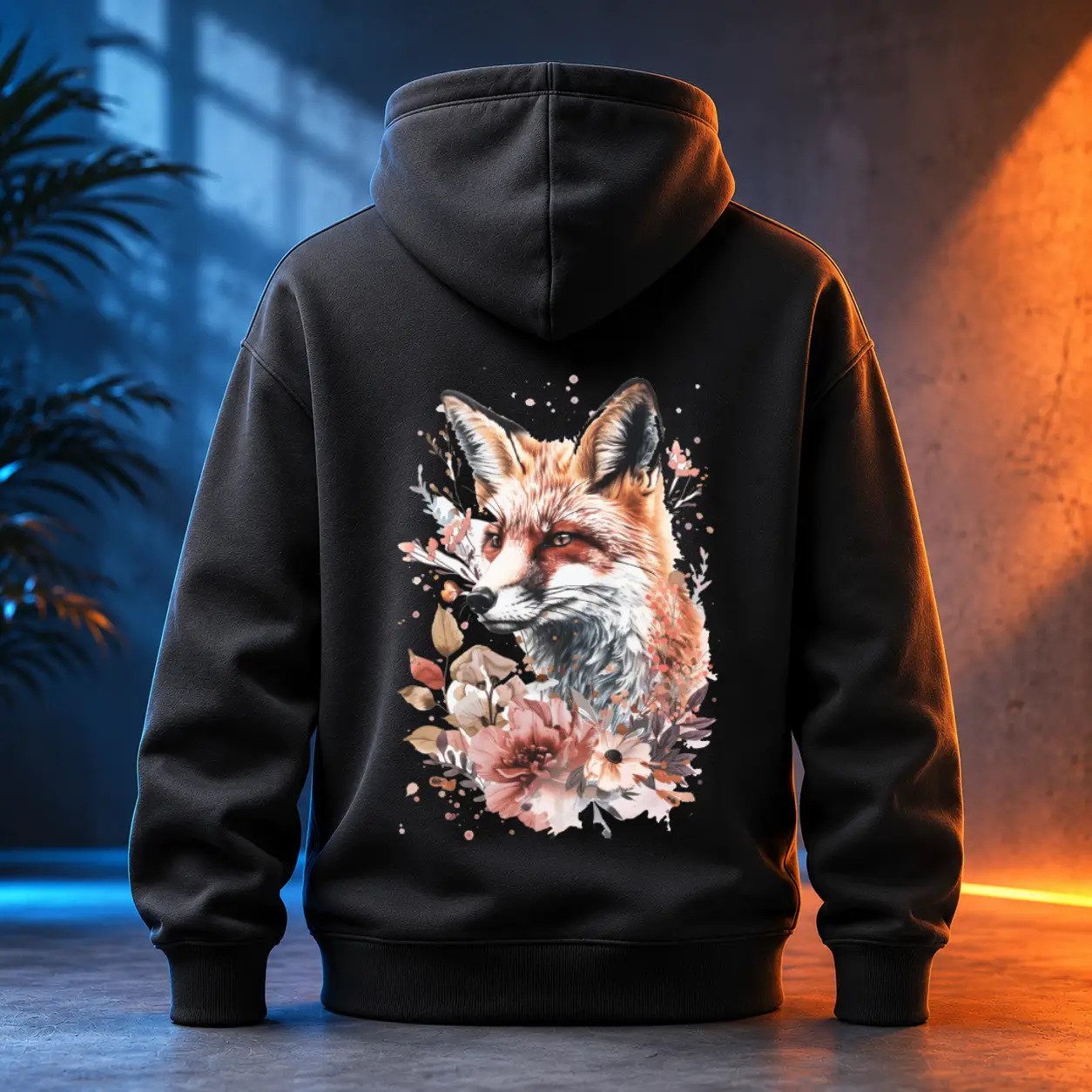 Unisex mikina - Liška s květinami