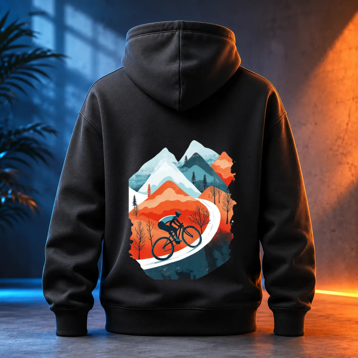 Unisex mikina - Biker v horách - Svobodná příroda