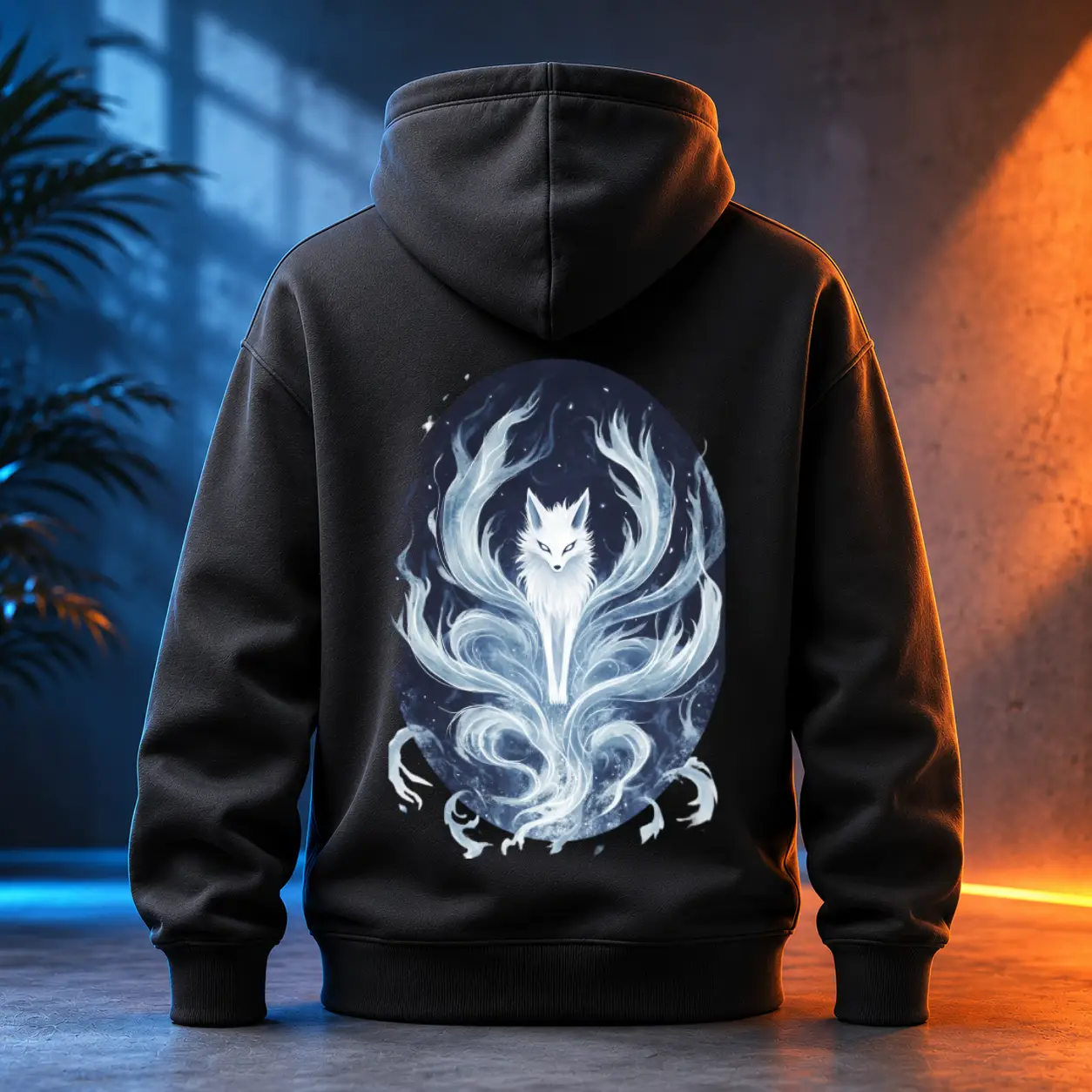 Unisex mikina - Kitsune tančící pod měsícem