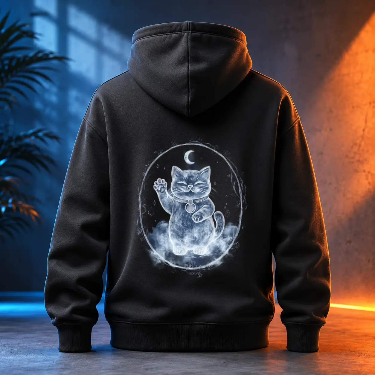 Unisex mikina - Maneki Neko ze štěstí měsíce