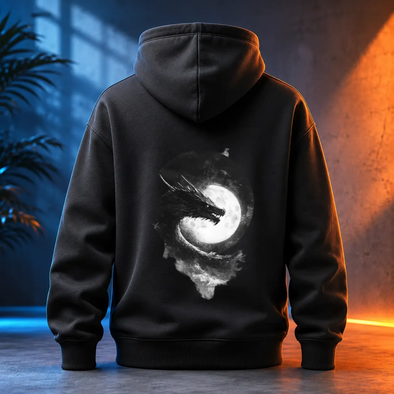 Unisex mikina - Drak měsíční stříbro