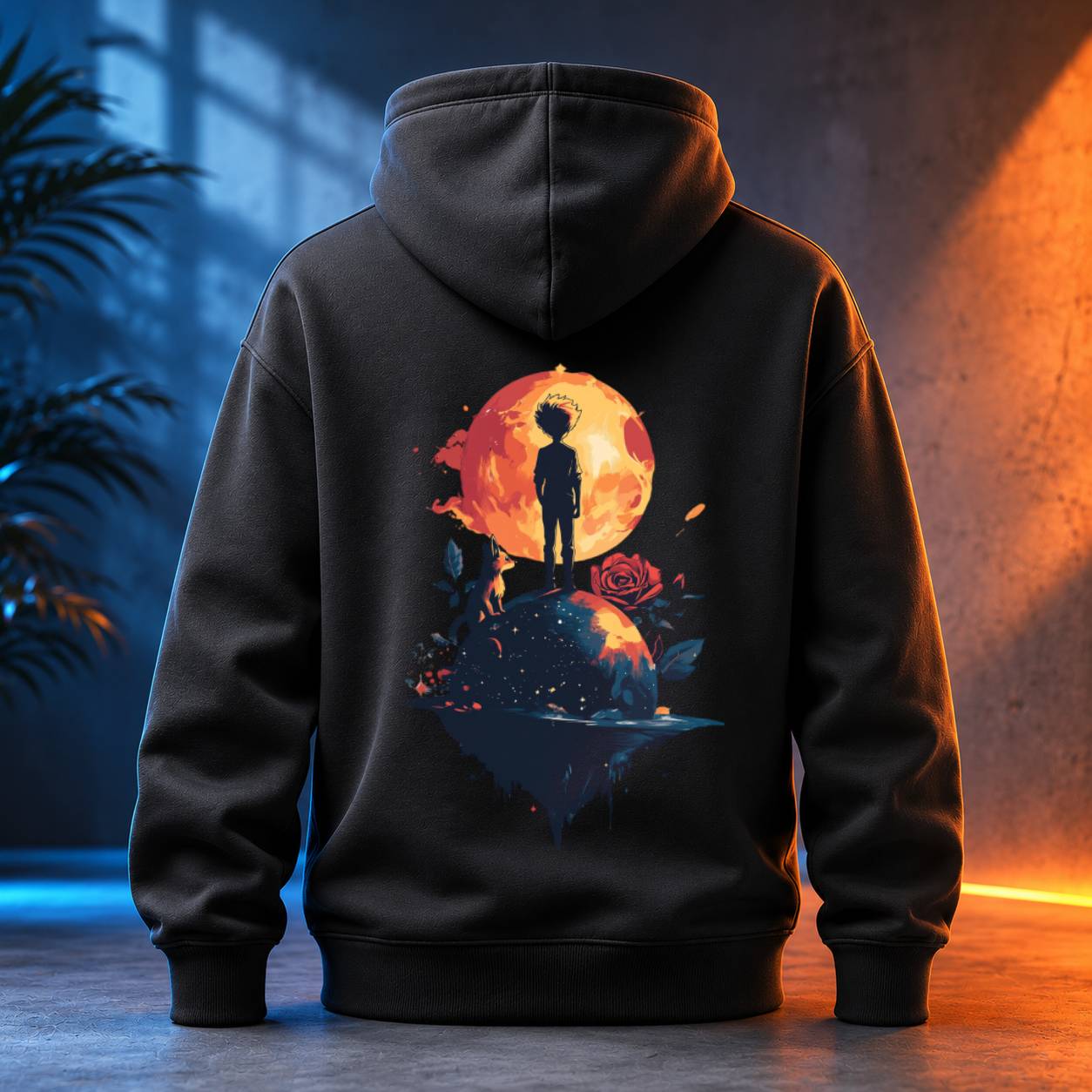 Unisex mikina - Stín a růže - Malý princ - Le petit prince