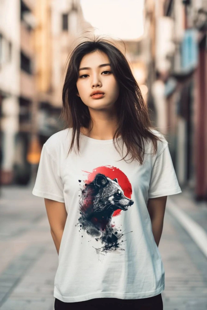 Dámské tričko - Tanuki a krvavý měsíc