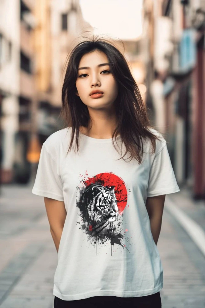 Dámské tričko - Tygr v ohnivé noci