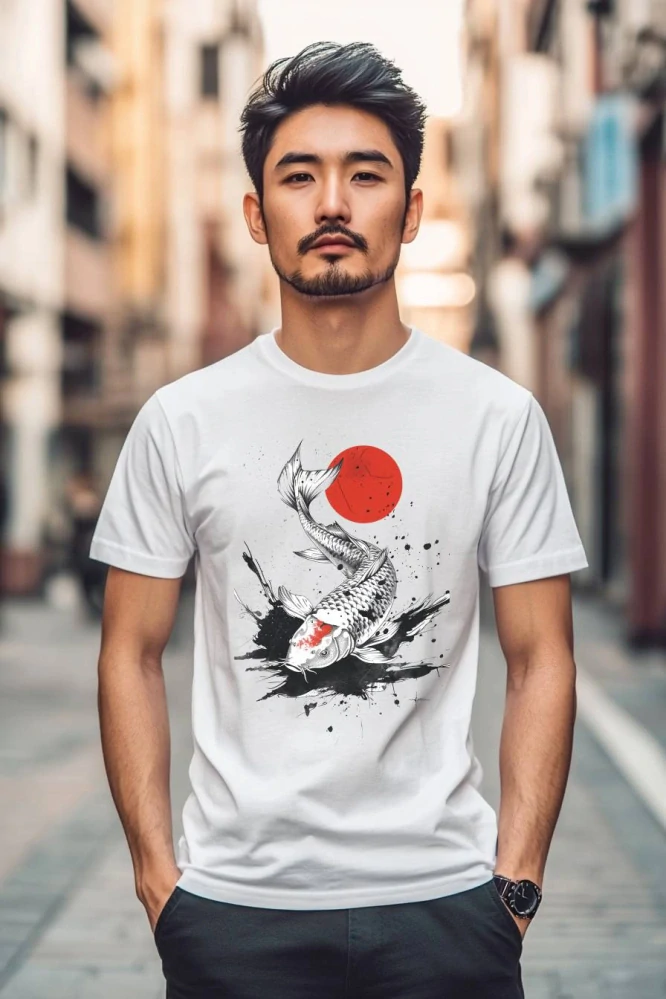 Pánské tričko - Koi kapr pod měsícem