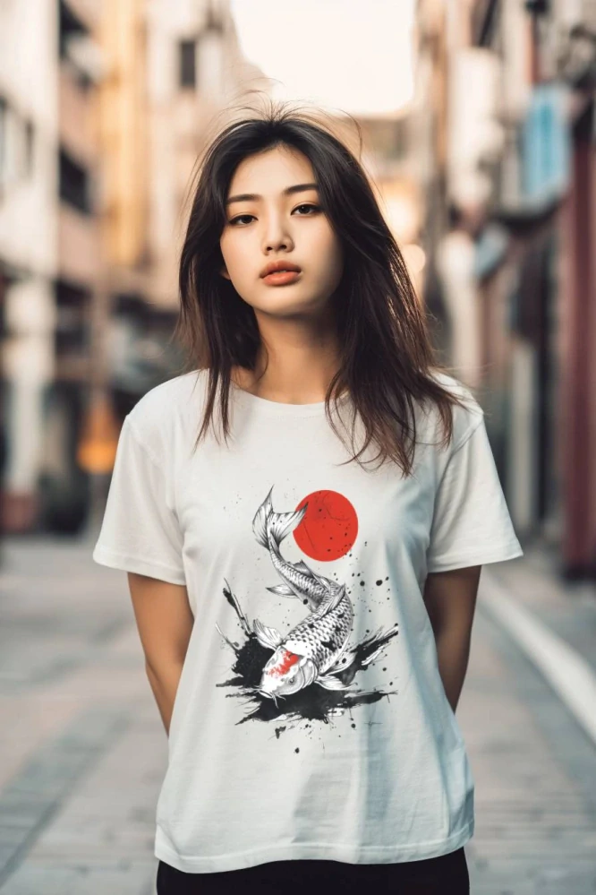 Dámské tričko - Koi kapr pod měsícem