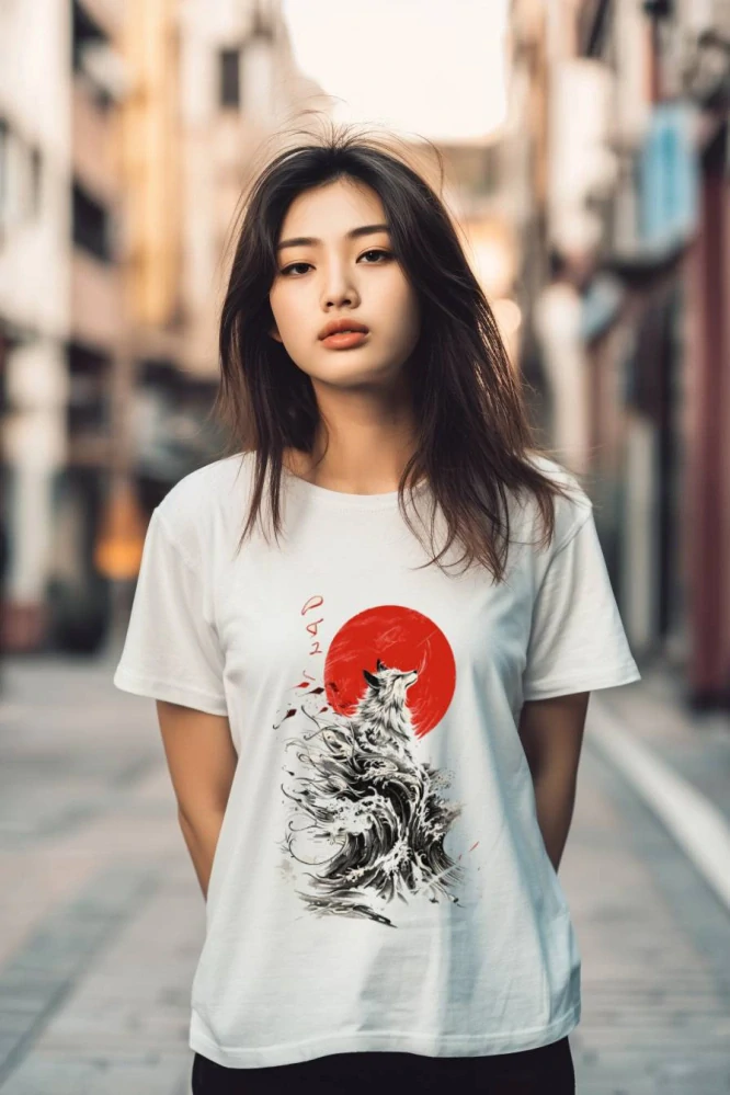 Dámské tričko - Kitsune ve vlnách