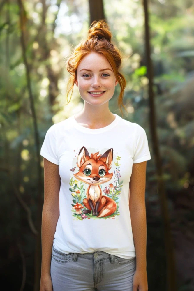 Dámské tričko - Roztomilá chlupatá liška