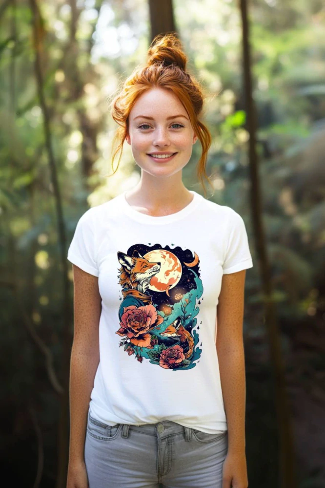 Dámské tričko - Liška pod měsícem