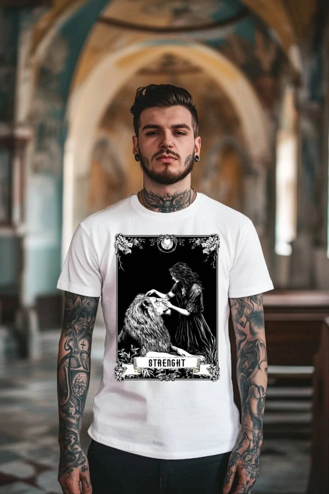 Pánské tričko - Strenght - Síla - Tarot - Velká Arkána
