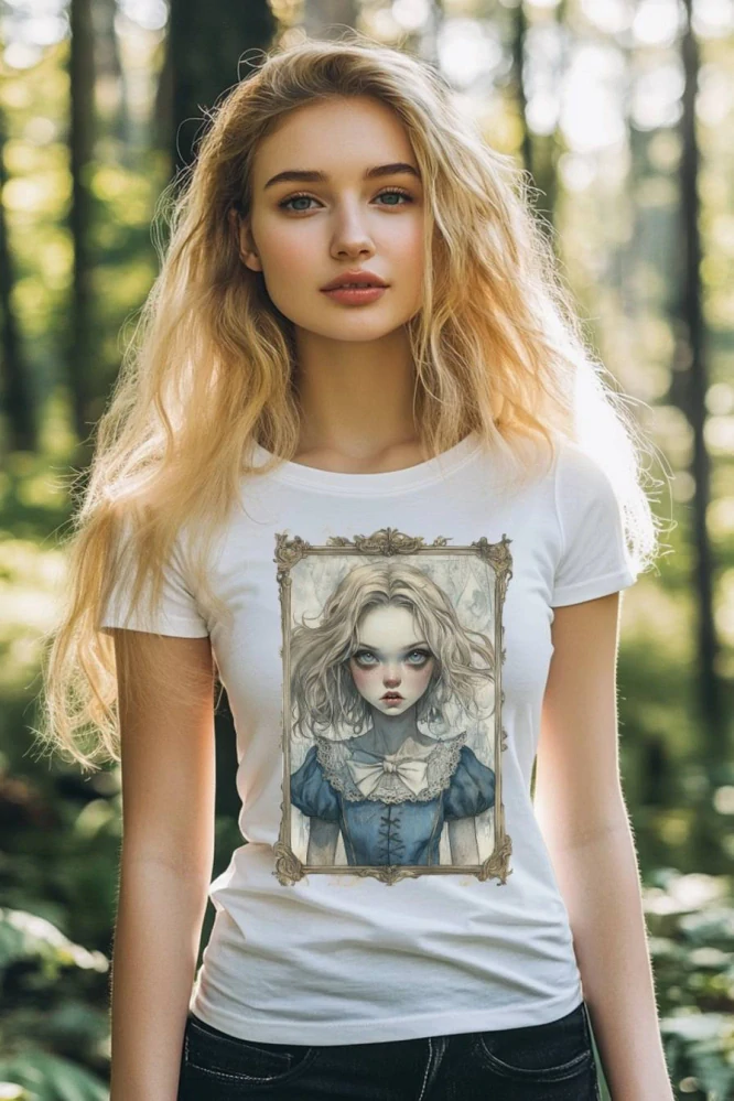 Dámské tričko - Následuj bílého králíka – Follow the White Rabbit