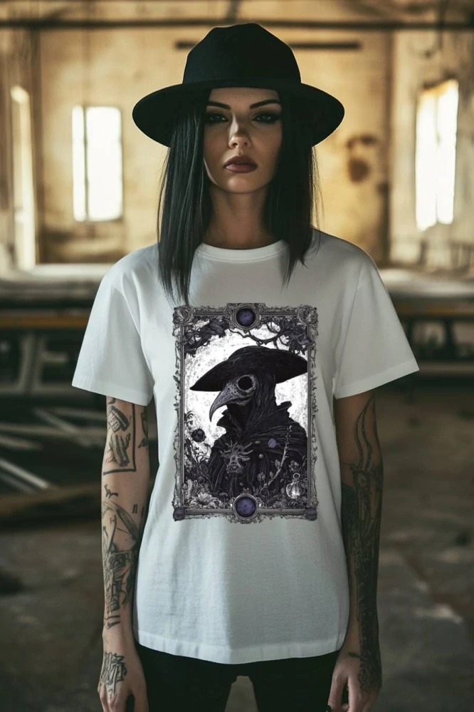 Dámské tričko - Beztvářný Doktor – Plague Doctor - Morový Doktor