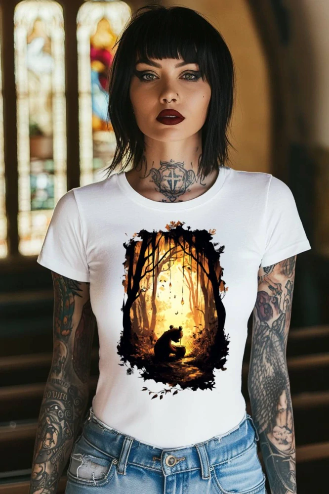 Dámské tričko - Medvídek Pú – Stíny Stokorcového Lesa